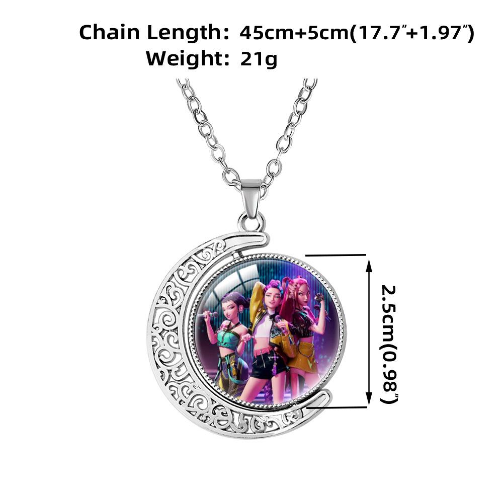 Collana con Pietra Preziosa a Forma di Luna Crescente Ciondolo Rotante Double-sided Accessori di Coppia di Alta Gamma