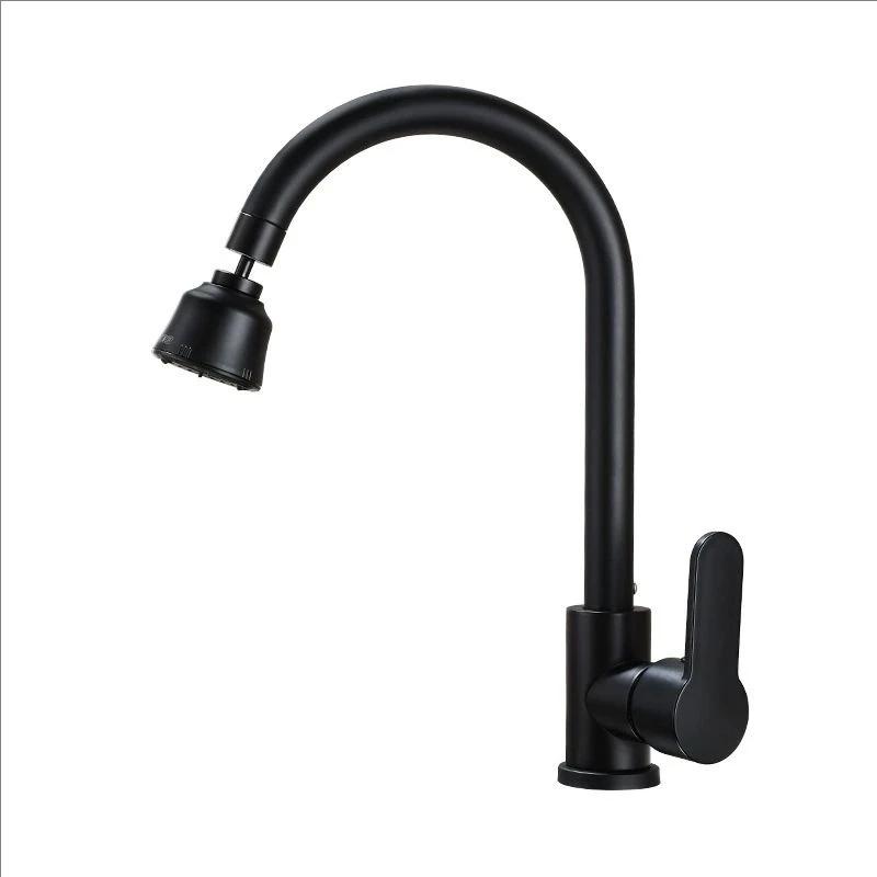 Black Kitchen Faucet Single Handle Hot and Cold Water Kitchen Sink Taps Basin Mixer with 360° Rotating Adapter Gray