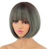 MERISIHAIR Short Straight Bob Synthetic Wigs with Bangs for Black Women Heat Resistant Wig for Cosplay Party Daily Hair