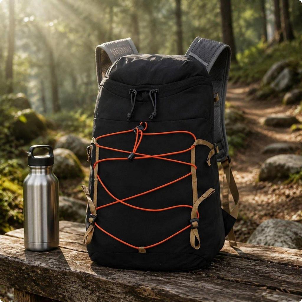 Bungee Cord Backpack Padded Shoulder Straps WaterResistant Reflective Rucksack