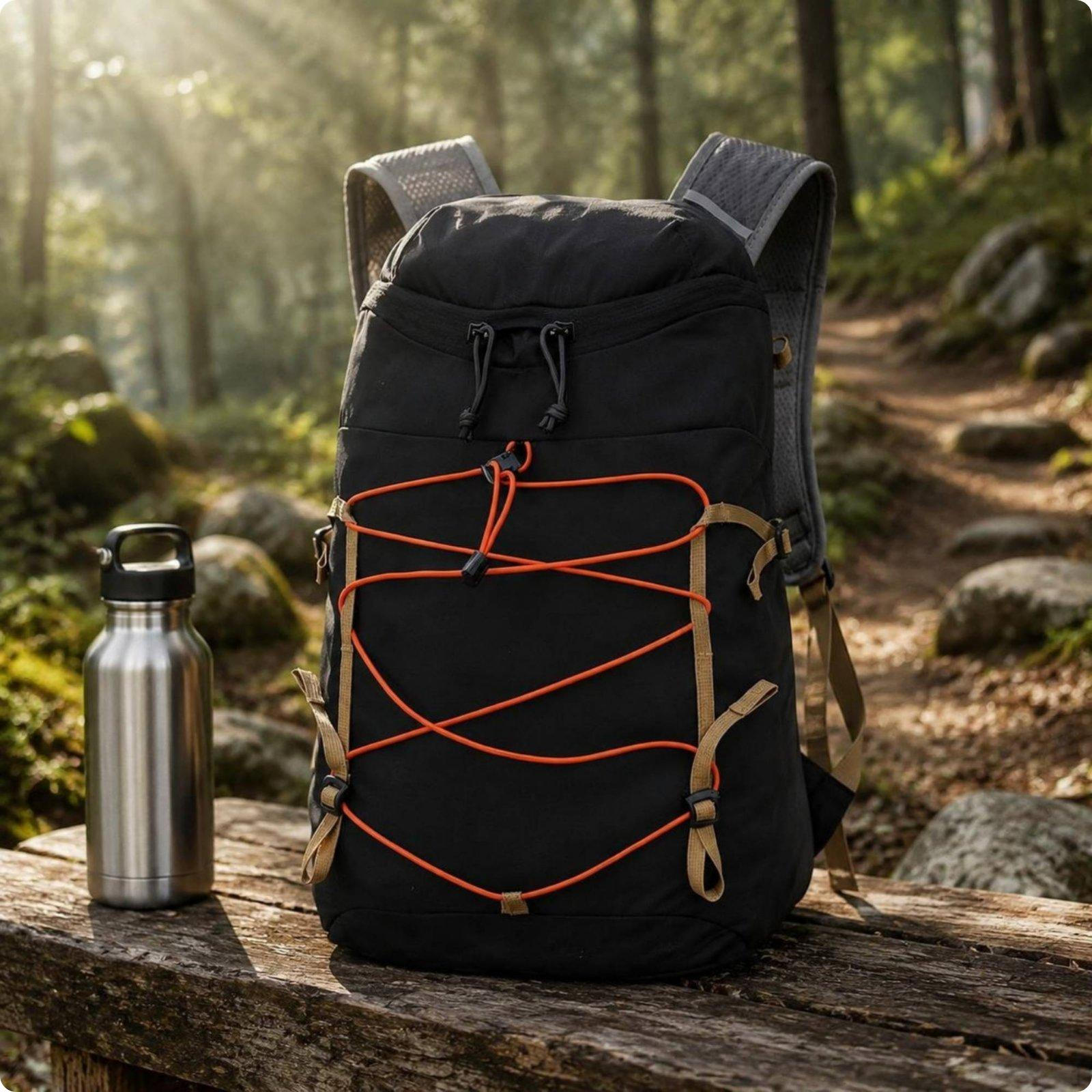 Bungee Cord Backpack Padded Shoulder Straps WaterResistant Reflective Rucksack