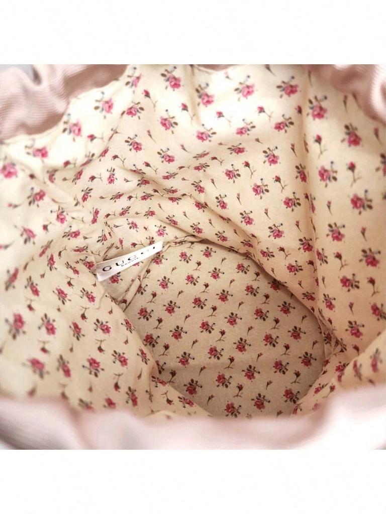 Gucci Pink Drawstring Cosmetic Bag, Portable Storage Pouch for Makeup, Elegant Gift