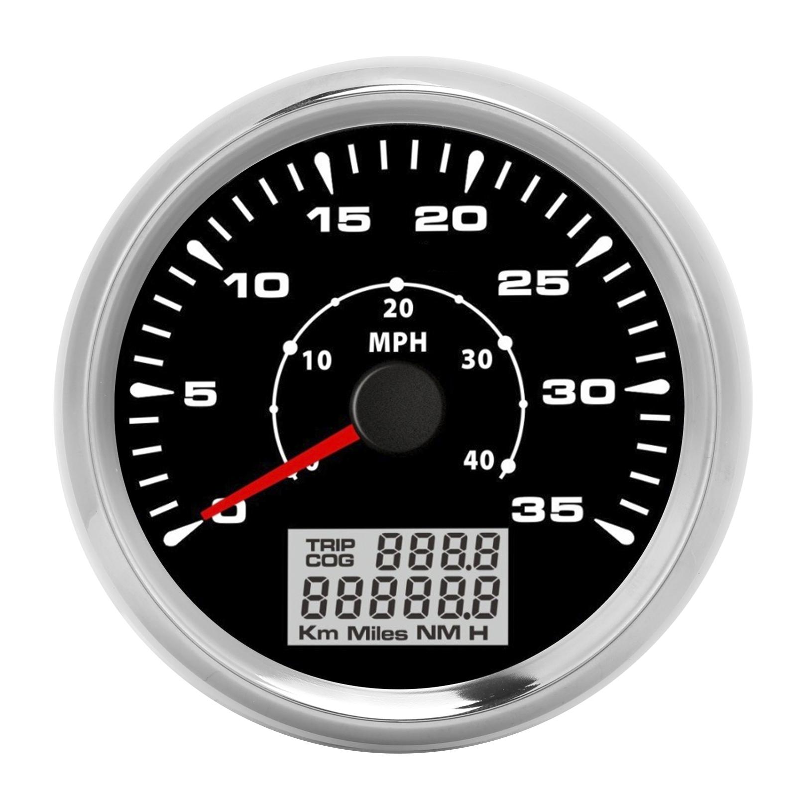 

85mm Analog GPS Speedometer Odometer 0‑35Knots IP67 Waterproof 9‑32V with 8 Backlit for Marine Vessel Truck