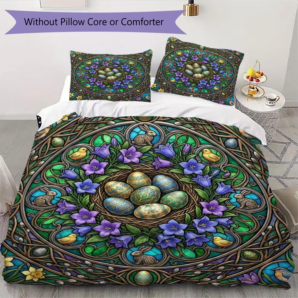 

Easter Pattern Bedding uilt Set uilt Cover Pillowcase Home Decoration Birthday Gift (1 * duvet cover + 2 * pillowcase without core)6 135x200cm