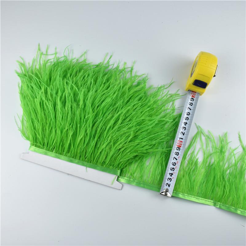 1Meters Ostrich Feathers On Tape Fringe Trim Ribbon 10-15Cm 4-6" Long White Feather Trims Decor For Clothes Flecos Decoration