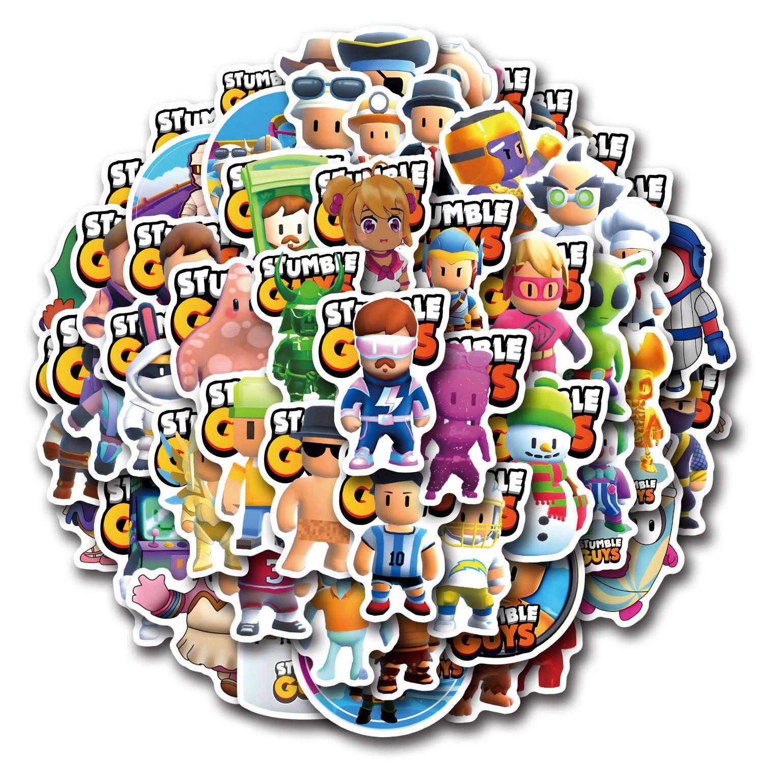 

55 New Stumble Guy Graffiti Stickers Decorate Suitcase Mobile Phone Stickers