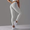 Brushed V-waist Pleated Solid Color Peach Hip Yoga Pants For Sports, Running, Fitness, Tight Fitting Cropped Pants