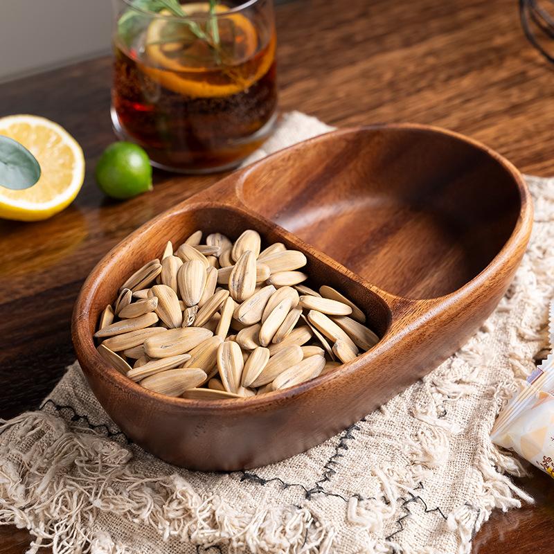Acacia Round Dried Fruit Dessert Plate Household Solid Wood Tray Serving Platter Pizza Plate Fruit Plate Dessert Snacks Tray