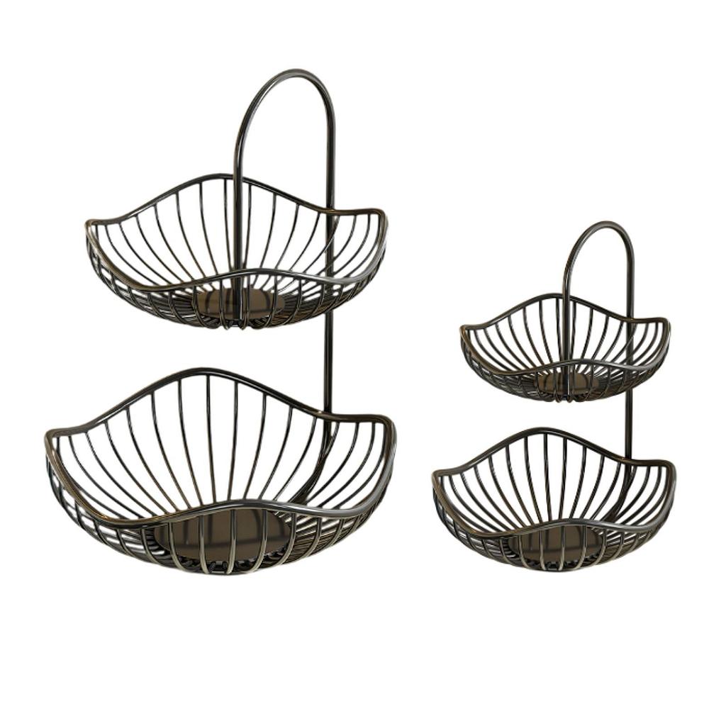 Organizador de Cesta de Legumes em Camadas para Bancada Design de Ferro Preto