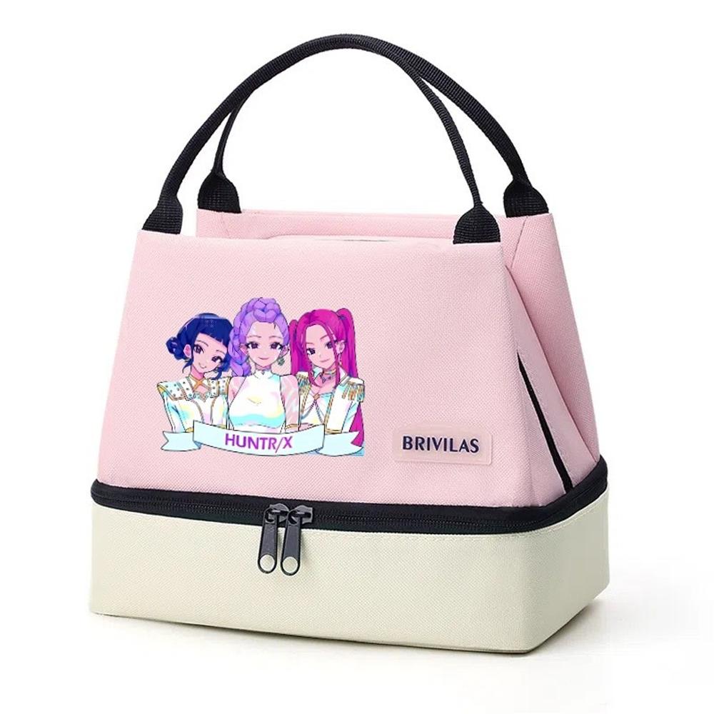 Anime KPop Demon Hunters Färgrik Dubbellager Isolerad Väska Isolerad Matlåda Student Handväska