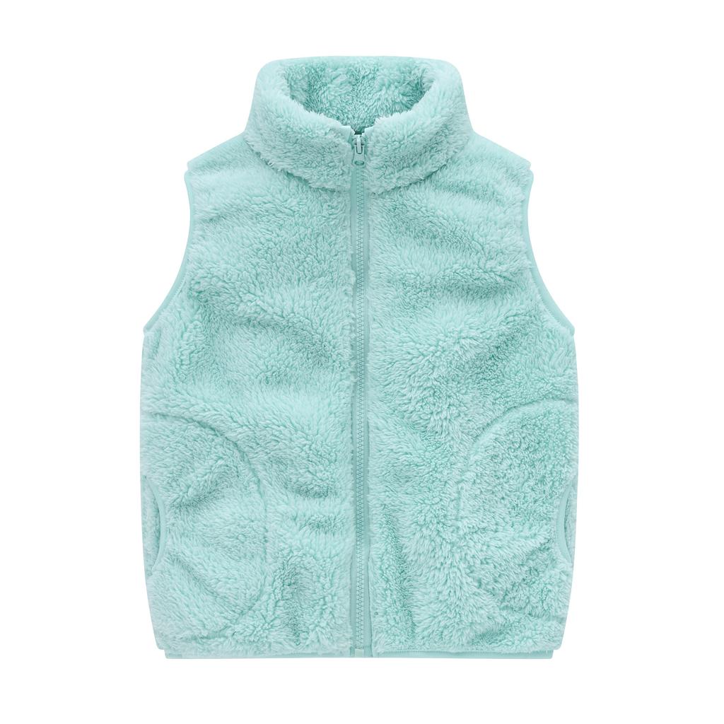 Lässige warme Samtweste für Jungen und Mädchen in mittlerer und großer Kindergröße, koreanische Version mit Taschen, Stehkragen, Pulloverweste, Jacke