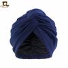 Simulation silk lined headscarf cap, cross twist cap, solid color chemotherapy cap, nightcap, soft cloth cap JDTC