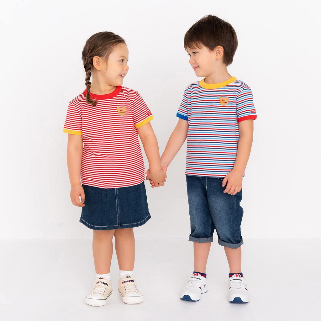 MIKI HOUSE HOT BISCUITS Short Sleeve T-Shirt, Boys and Girls, Kids' Clothing, Multicolor, 110cm, 70-5206-493
