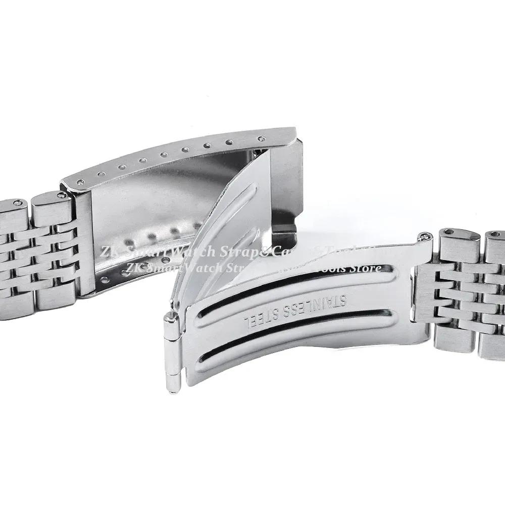 Curved End Stainless Steel Watch Strap 18mm 20mm 22mm for Jubilee Bracelet for Rolex Band Steel Strap Folding Buckle Accessories