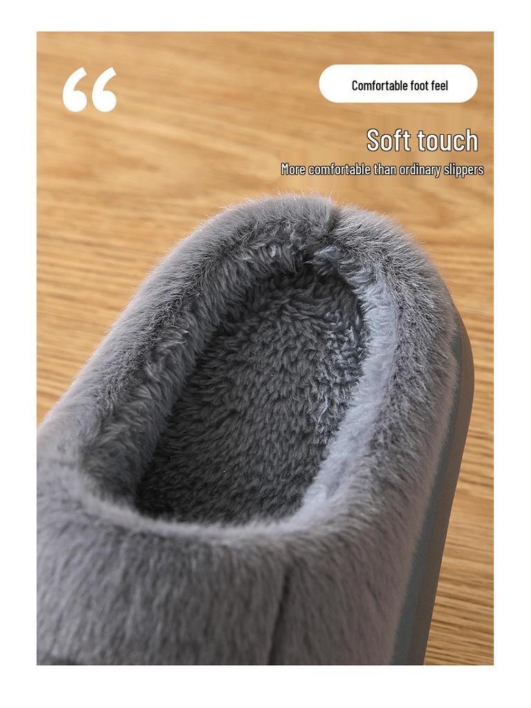 2024 Men's Extra Large Winter Cotton Fur Slippers with Thick EVA Sole
