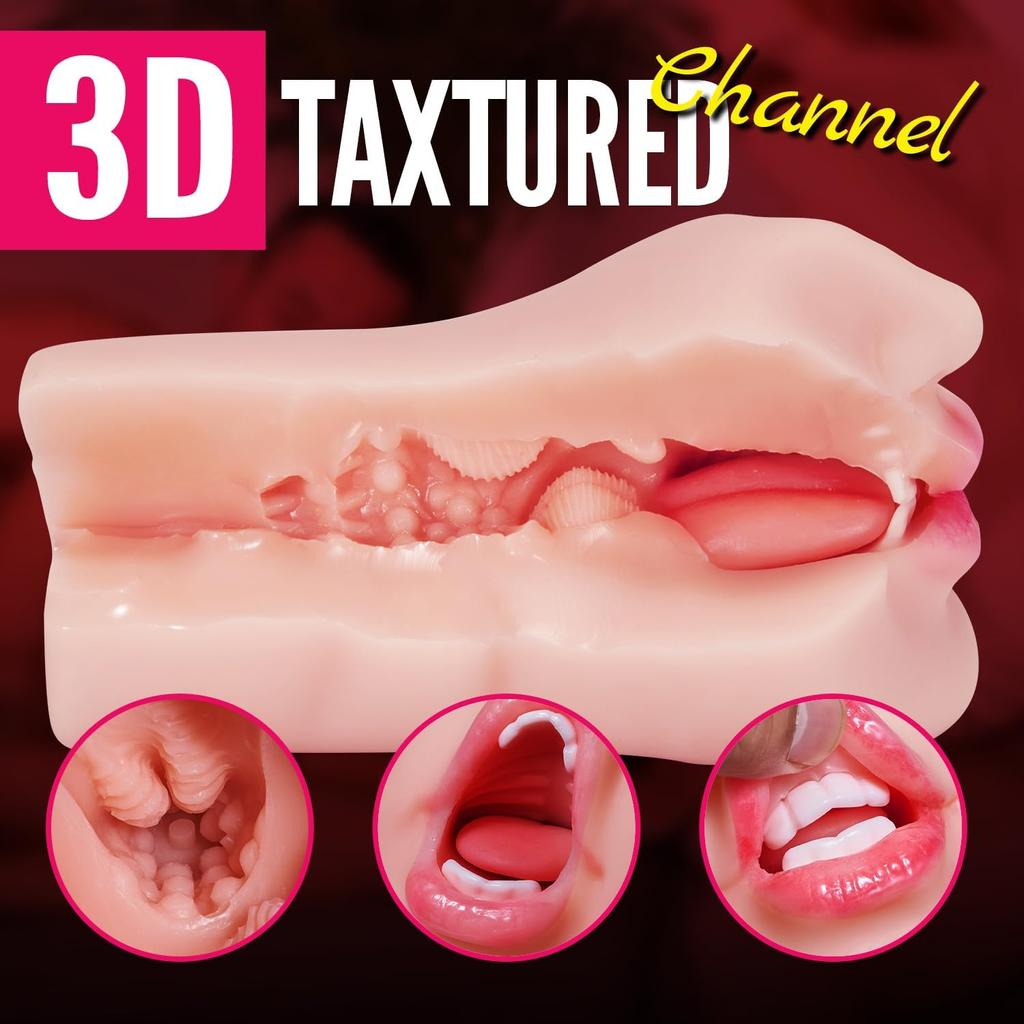 Male Masturbators for Oral Sex, Lifelike Face Design Pocket Pussy Masturbator Sex Toy with Vivid Tongue and Teeth for Men Masturbation