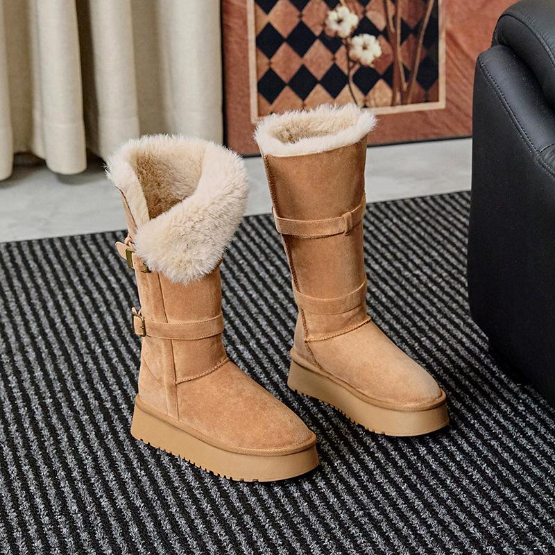 

Два Носить Женская Обувь Xiaohongshu Зимние Сапоги Женские 2025 Новые Осенне-Зимние На Толстой Подошве Супер Огонь Длинные Сапоги Теплый Зимний Хлопок 41