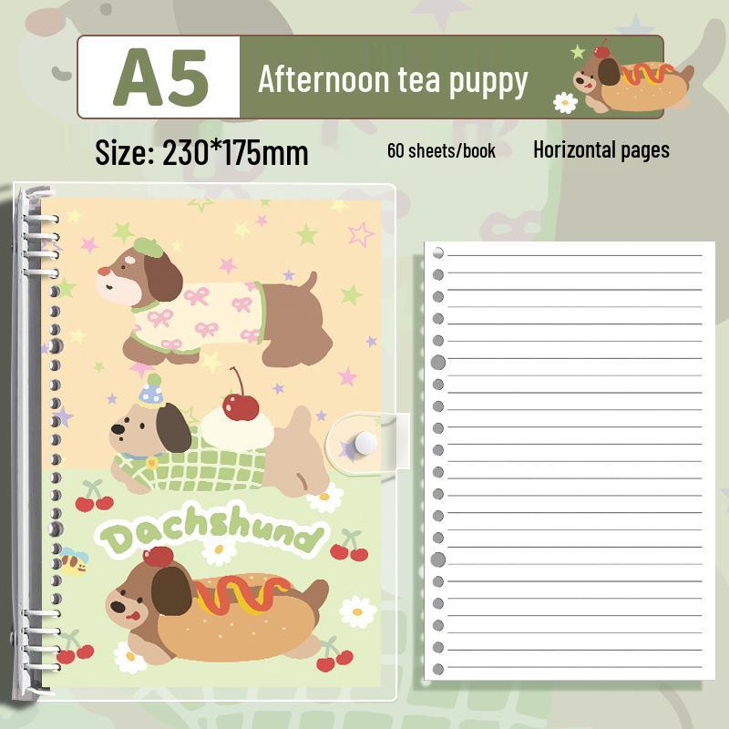Small Animal Transparent PVC Loose-Leaf Notebook with Student-Friendly Soft B5 Cover and Iron Clip