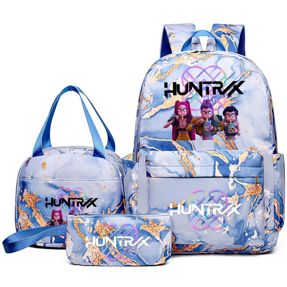 3Pcs/set Cartoon Kpop Printed Backpack with Handbag Pencil Case for Teenager Student Girl Boy Bookbag Schoolbag Women Large Capacity Travel Bag