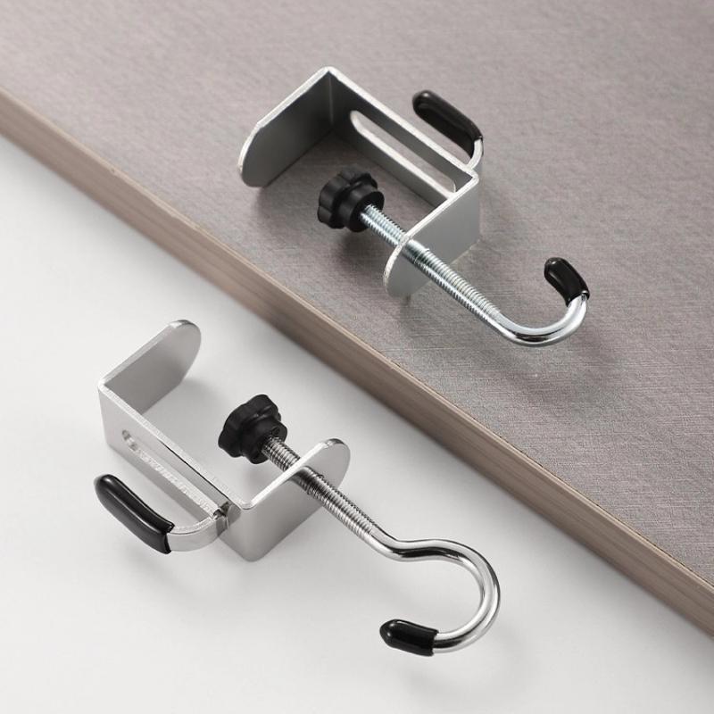 2pcs Punch-free Double Hook Detachable Backpack Hook Portable Desk Edge Hook  Office Desktop Edge