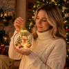 Indoor Outdoor Festive Decor Lighted Christmas Star Ornaments for Holiday Tree Decoration, Acrylic Shatterproof Hanging Home Party with Snowman Design