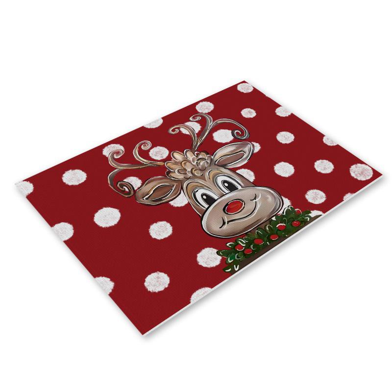 Festive Christmas Linen Table Mats - Heat Resistant Western Style Decor