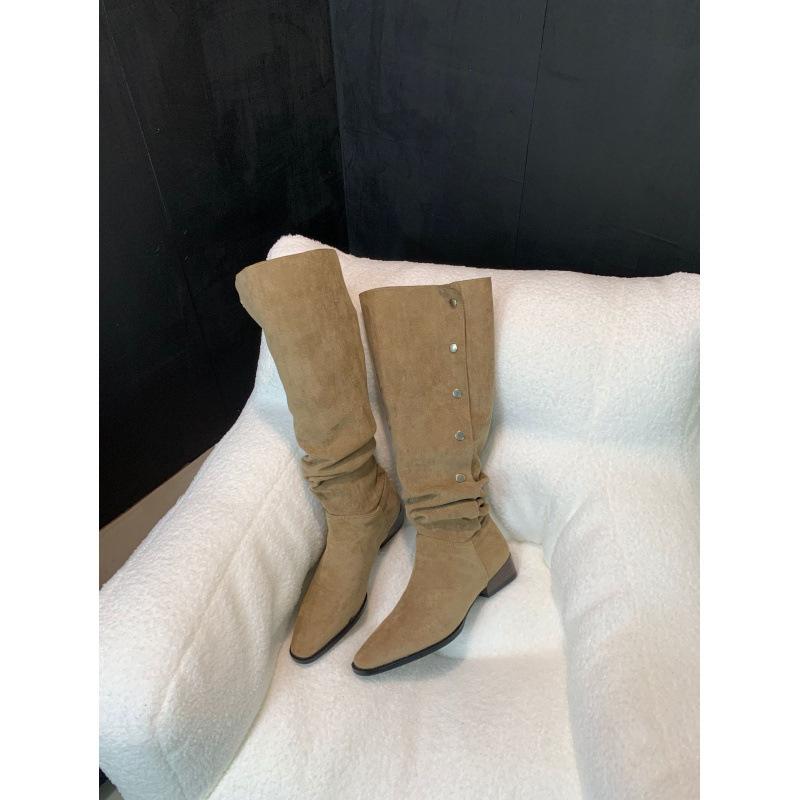 

Fashion over-the-knee boots women s 2025 autumn new outer wear versatile wear more rivet buckle fashion boots and shoes 39 хаки