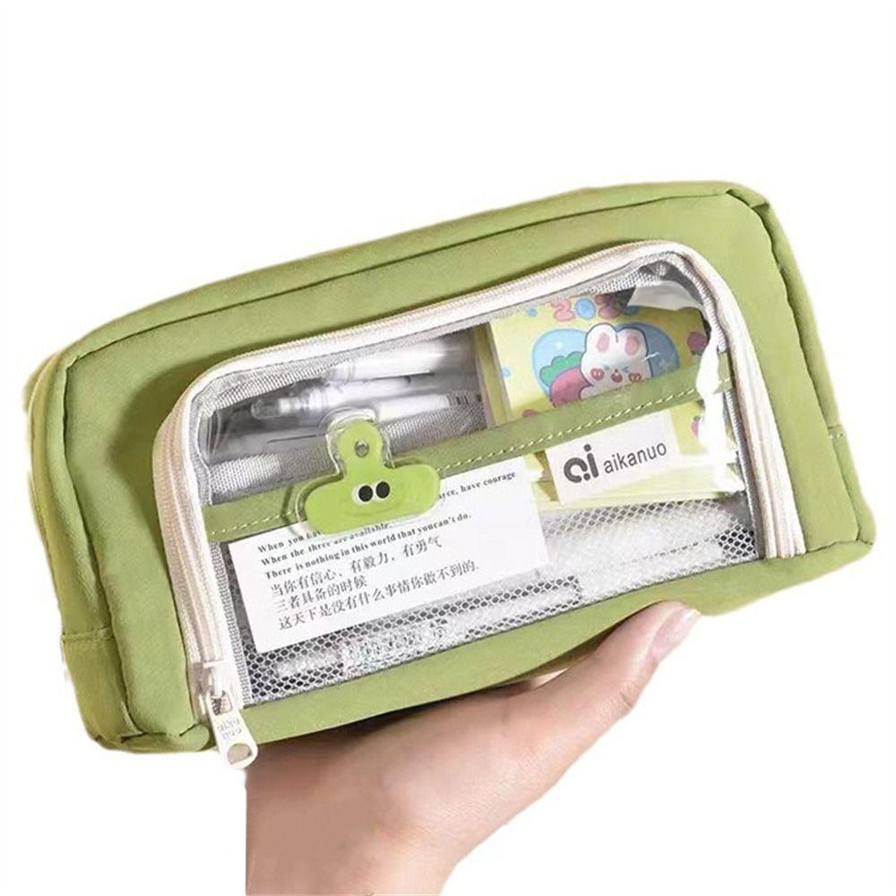 

Прозрачная сумка для канцелярских принадлежностей большой емкости, прозрачный чехол для ручки, эстетическая сумка-карандаш для офиса