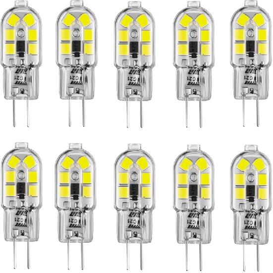 G4 LED Bulb 12V G4 Bi Pin Bulb 2W Equivalent to Halogen lamp 20W, 6000K White Light, Non-dimmable, Suitable for Landscape Bulbs 10-Pack