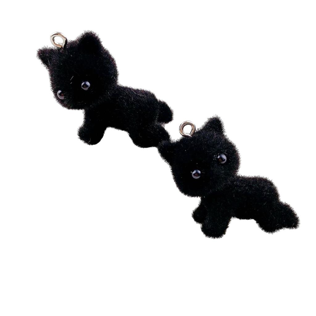 Resin Flocking Cute Three-dimensional Cat Keychain Pendant Car Key Chain Pendant Bag Pendant
