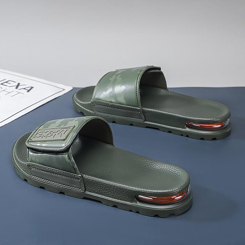 Men's Adjustable Velcro Flip-Flops - Thick Sole, Squishy, Non-Slip, Odor-Resistant for Outdoor Summer Wear