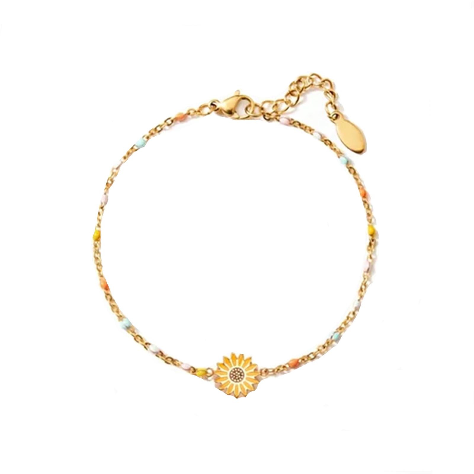 Разноцветный браслет из сплава с подсолнухами One Size золотой
