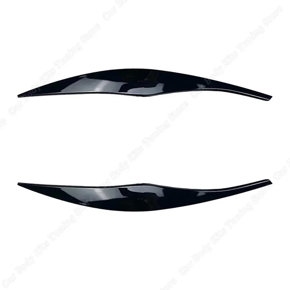 2Pcs ABS Glossy Car Evil Headlight Eyebrows Eyelid 3D Sticker For BMW 3 Series E90 E91 316d 318i 320i 320d 325i 330i 2005-2012 Gloss Black (05-08)