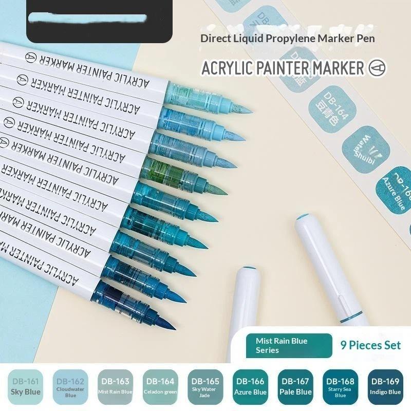 Acrylfarbe Marker Set 9 Stück 9 Farben Direkte Flüssigkeit Schnell Trocknend Wasserdicht für DIY Outdoor Graffiti Innen Heimdekoration Basteln