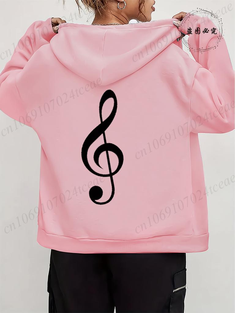 Men Women Fleece Hoodies Jackes Music Note Heartbeat Print Hoodie Zipper Jacket Male Hoodies Sweatshirt Music Zip Coats Clothes