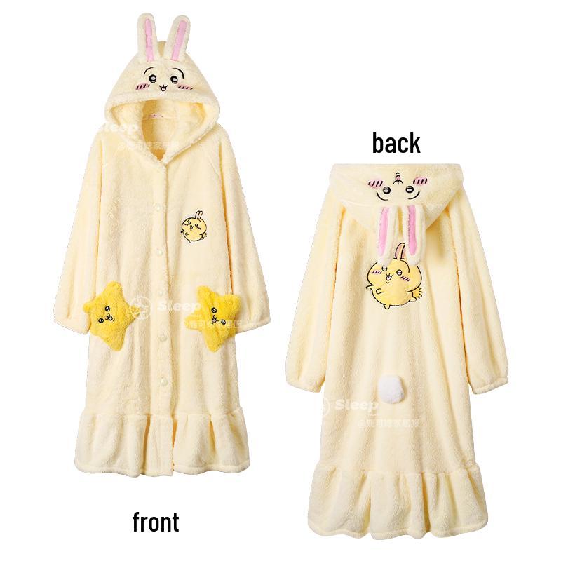 

Женский пижамный комплект с капюшоном из кораллового флиса Usagi Chiikawa - Осень/Зима L [50-60 kg]