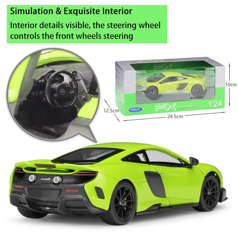 Welly 1:Modello di auto in lega McLaren 675LT in scala 24 Diecast Metallo Veicoli Giocattolo Modello di auto Collezione Alta Simulazione Regali per bambini