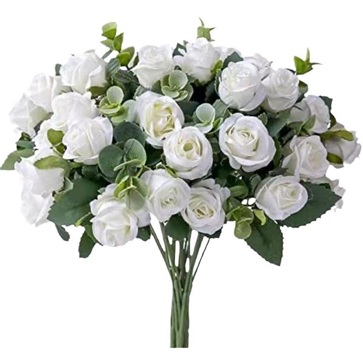 Eucalyptus & Small Roses Wedding Bouquet - Artificial Home Decoration