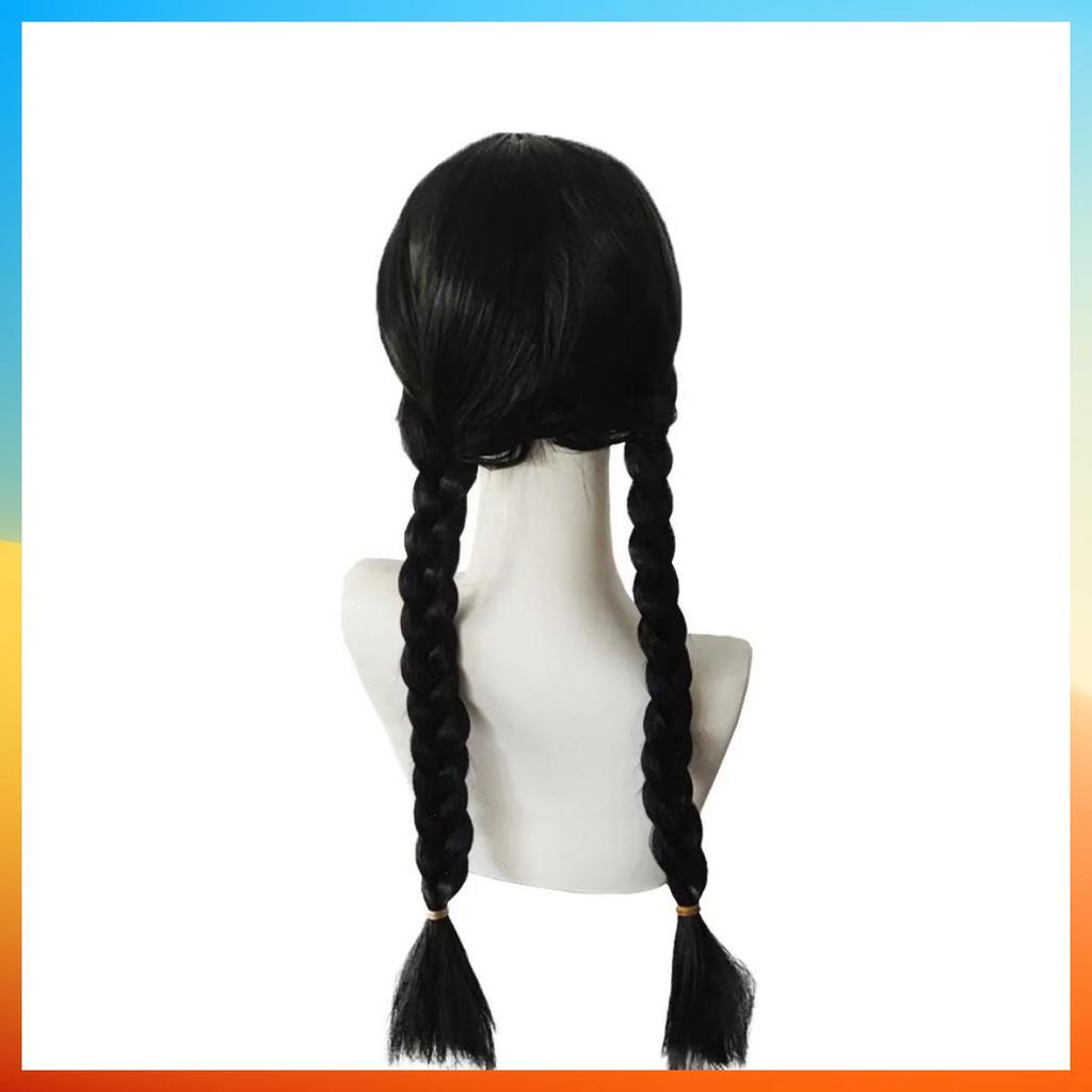 Parrucche Cosplay Addams Moda Parrucca lunga liscia Per Donne