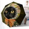 1pc Floral Cat Automatic Open/close Umbrella, 8-Rib Sturdy Structure, Portable Travel Umbrella, Parties, Everyday Use, Outdoor Accessory, Ar