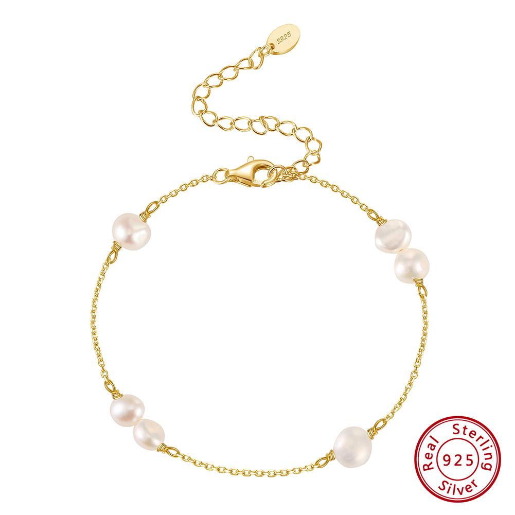 Bracelet Jewelry Made of 925 Sterling Silver Ethnic Handmade Bangle Authentic Fine Silver Chain With Pearl