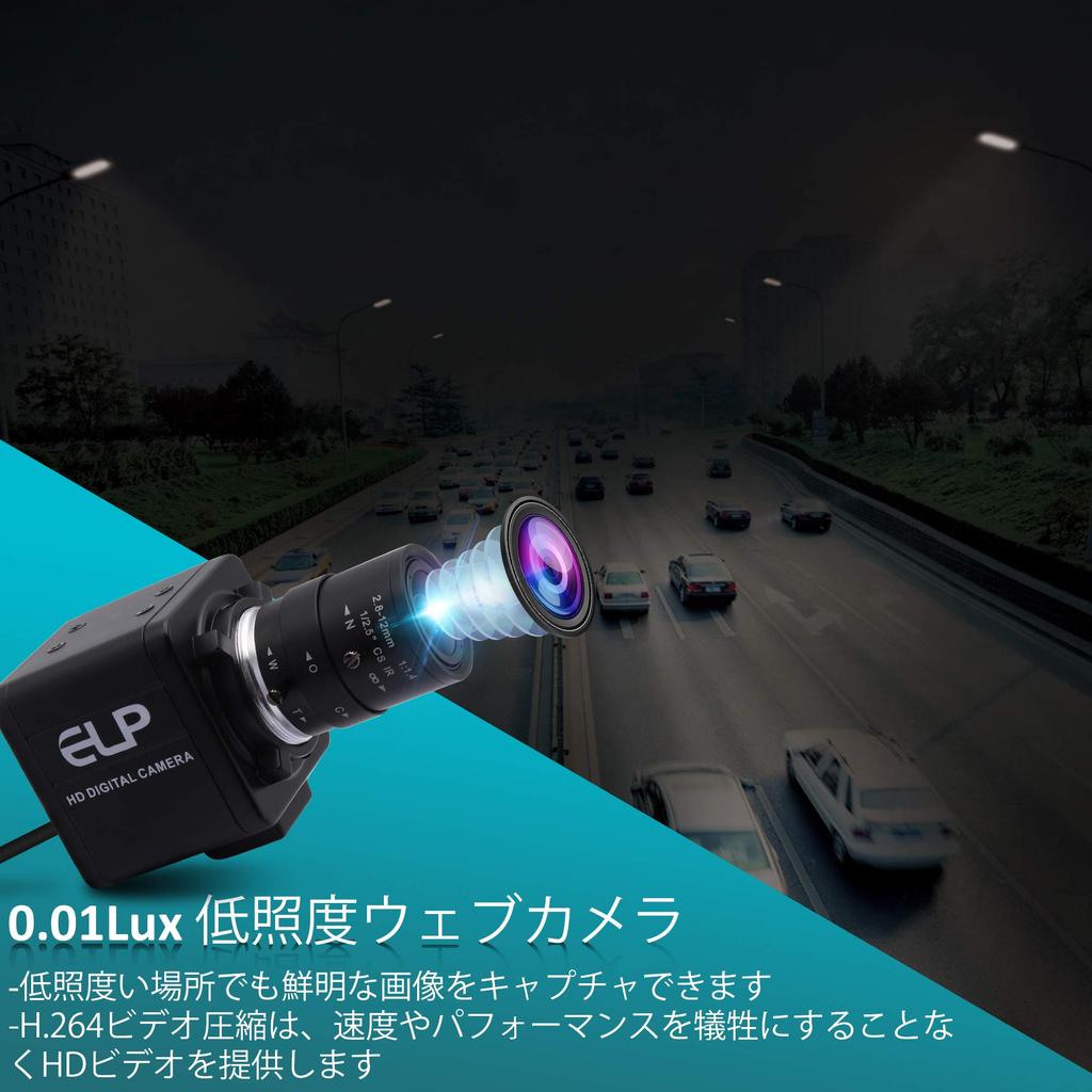 ELP 1080P USB Camera with 4X Optical Zoom 2MP USB Manual Zoom In and Plug and Play for Windows and Low-Light 2.8-12mm Lens, H.264 Webcam, Close-Up