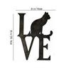 Encantador Arte de Pared Metálico con la Palabra "Love" y un Gato – Silueta de Hierro, Decoración de Pared Moderna y Decoración para el Hogar, Elegante Arte Colgante Metálico