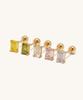 Minimalpiercing 14K Emerald-Cut Color Cubic Piercing Earrings