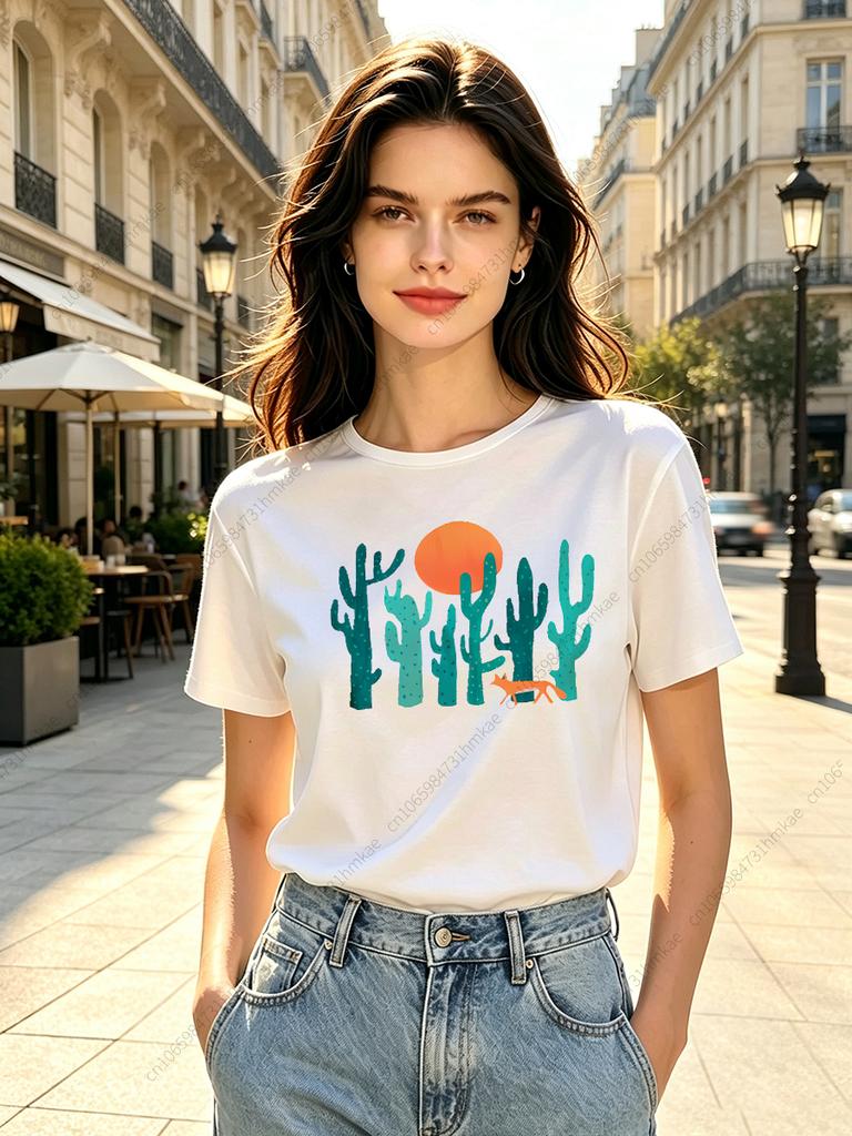 1pcs Natural View Unisex Tshirts For Girls Funny Mountain Scenery Printing Short T Shirts For Unisex Tshirts Lady Tops Tees