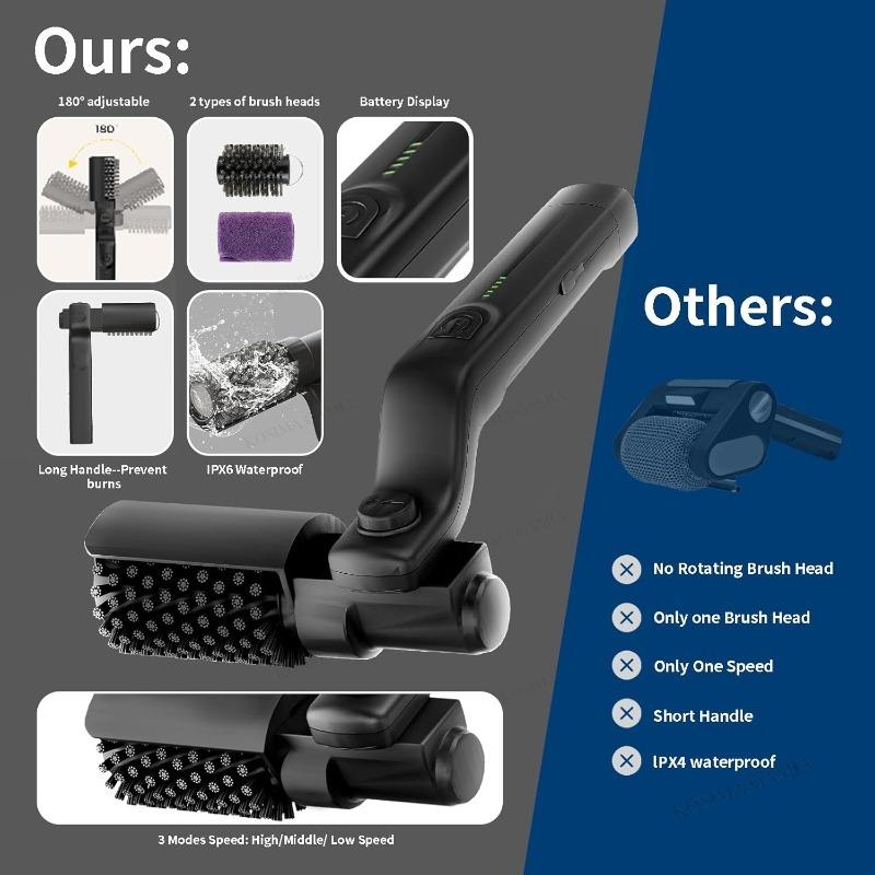 Electric Grill Cleaning Brush Rotary BBQ Cleaner Tool 3-Speed 2600mAh Cordless Rechargeable Adjustable Angle Gifts for Men/Dad