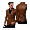 New European and American men's PU leather jacket slim lapel trendy versatile locomotive leather jacket men's autumn