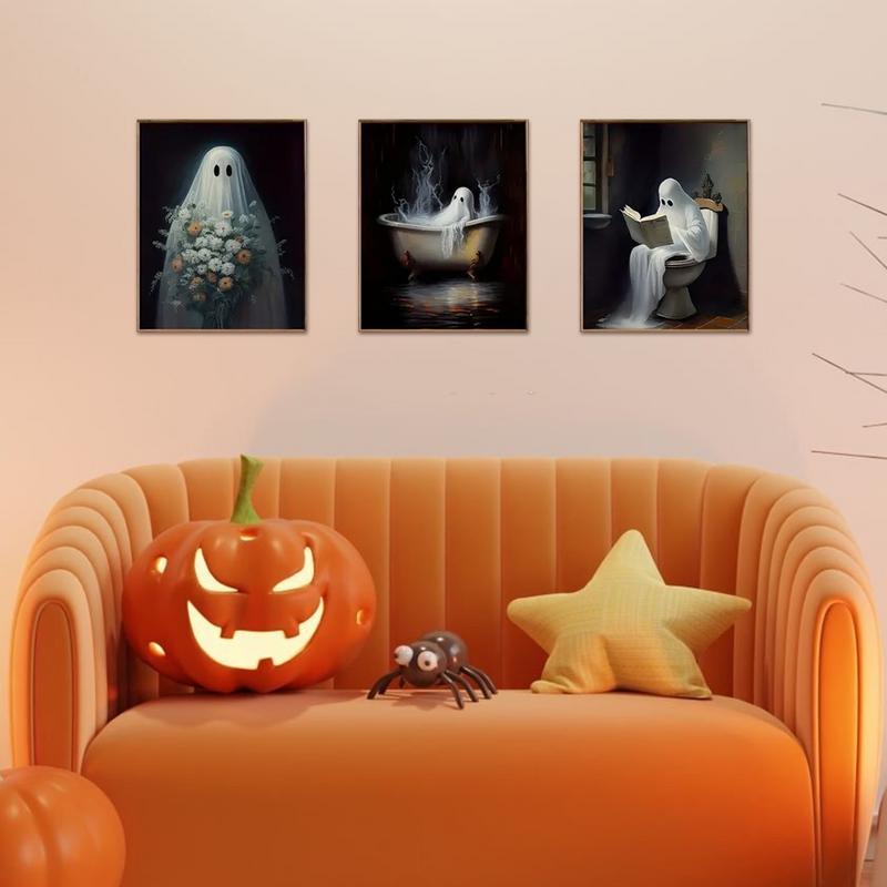 Ghost Painting Halloween Ghost Wall Decor 3X Ghost Printable Wall Art Creative Ghost Painting Aesthetic Wall Art For Home belgium