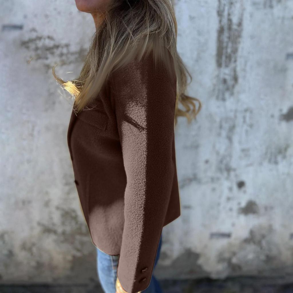 Fashionable Women's Spring Casual Cardigan Solid Color Lapel Jacket