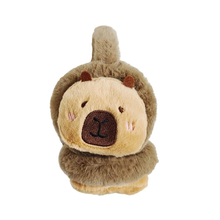 Plush Capybara Ear Warmers Fashion Portable Animal Earmuffs for Women and Girls Foldable Thick Earflaps Accessories